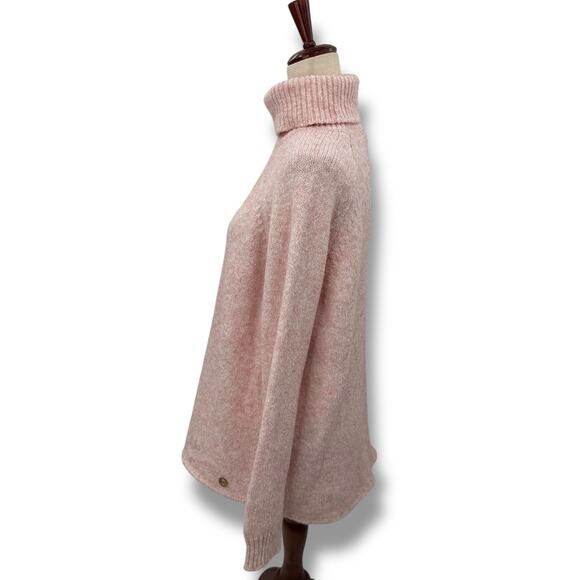 Michael Kors Pink Knit Sweater XL Roll Neck Light Baby Pink Marled Turtleneck - Picture 4 of 7